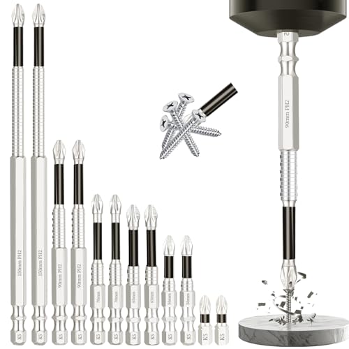 12pcs High Magnetic Screwdriver Drill Bit SetMagnetic Drill Bit Setk5 Impact Resistant Non Slip BitUpgrade Fixion Tools Drill Bits-25 50 65 70 90 150mm