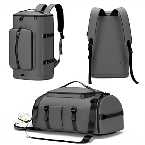 Image of MIYCOO Gym Bag for Men Women with Shoes Compartment - Duffle Bag, Travel Backpack, Sports Backpack, Weekender Overnight Bag with Wet Pocket - Grey