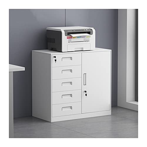 UHJKLA Archivador de Acero con 5 cajones y Cerradura, archivador Vertical con Estante para Impresora, archivador bajo para Oficina en casa, Muebles de ofici