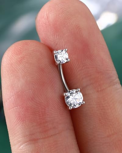 COCHARM Cute Double CZ Rook Earrings for Women 16g Rook Barbell Vertical Jewelry Stainless Steel 6MM 8MM Rook Eyebrow Piercing Jewelry Dainty Eyebrow Rings4