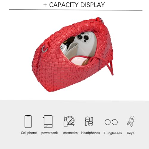 Image of JINMANXUE Fashion Mini Handbag For Women, Woven Tote Bucket Composite Bag Knitting Chain Bags, Crossbody Shoulder Purses