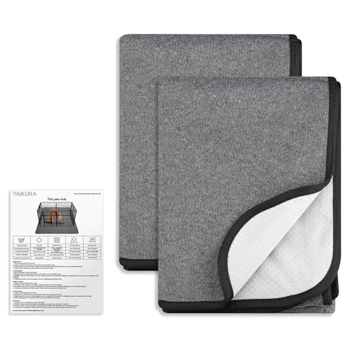 TAIKURA Waschbar Haustier-Urinunterlage, 2er 70*100CM Hundetrainingspad super Saugfähig, rutschfest & Auslaufsicher, Wiederverwendbare Trainingsunterlagen Puppy Pads für Hunde Katzen andere Haustiere