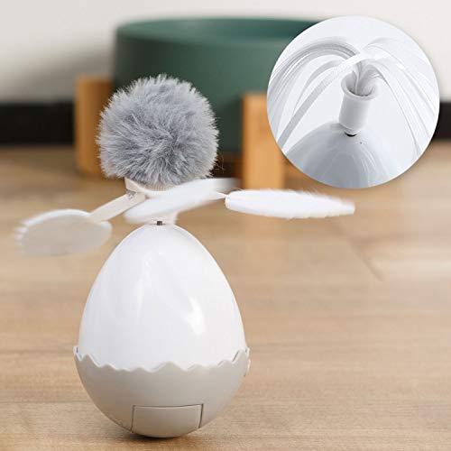 Interactive Cat Toys, Automatic Robotic Cat Feather Chaser Toy for Kitten, 360 Degree Self Rotating Indoor Ball with 2 Replacement Feathers