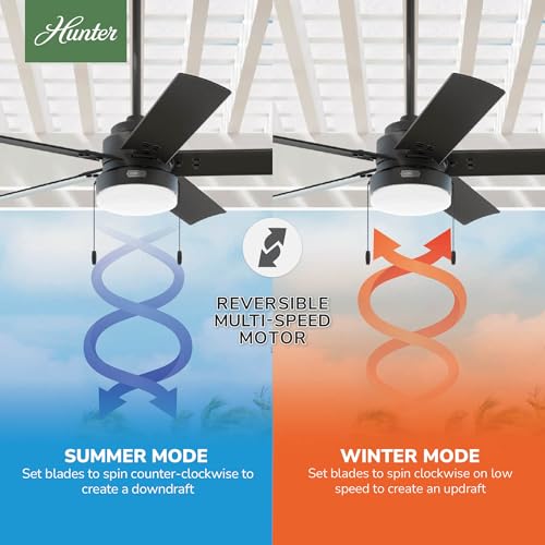 Image of Hunter Sea Point, Outdoor or Indoor, Ceiling Fan, 52 inch, Matte Black