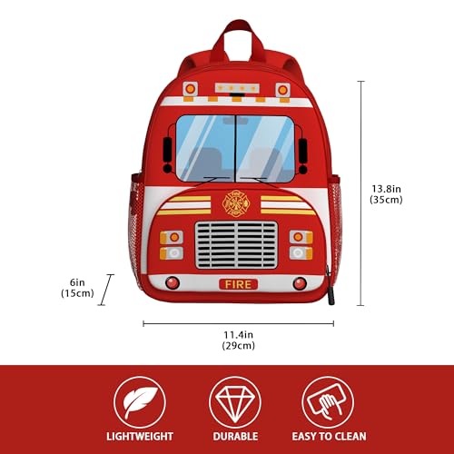 Image of Fire Engine Toddler Backpack for Little Kids Water Resistance Kindergarten Preschool Bags Children Schoolbag Cute 3D Animal Cartoon Backpacks Gifts for Baby Boys Girls