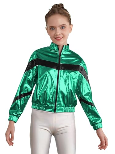 Girls Dance Team Uniform Shiny Shorts Crisscross Camisole Long Sleeve Jacket For Performances3