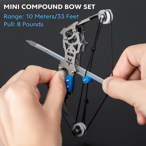 Mini Compound Bow and Arrow Set with 12 Arrows Mini Archery Bow Practice Set for Adults Hunting Recreational Pastimes and Gifts - Thumbnail 4
