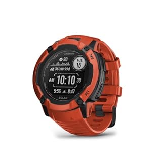 Garmin Instinct 2X Solar, Rugged GPS Smartwatch, Built-in Flashlight, Solar Charging Capability, Multi-Band GNSS, Flame Red