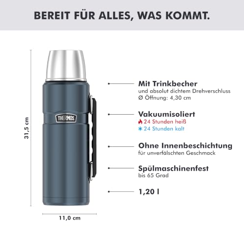 THERMOS STAINLESS KING Thermosflasche 1,20 l, 24 h heiß, ice grey – Ansicht 3