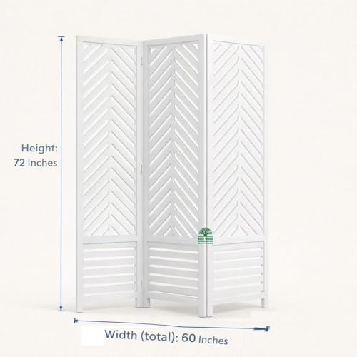 Image of Rose Wood Partition for Pooja Room Panels 6 feet Wooden Separators for Living Room Wall Partition Foldable Panel Screen Divider for Studio, Room partition. (3 Panels-6 Feet(150W x 180H Cms))