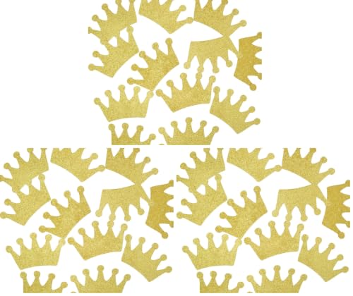 Image of Qttier 12pcs Crown Confetti, 4.7 inches Gold Glitter (Pack of 3) | Baby Shower Decorations Birthday Party Supplies 1st Birthday Table Decor