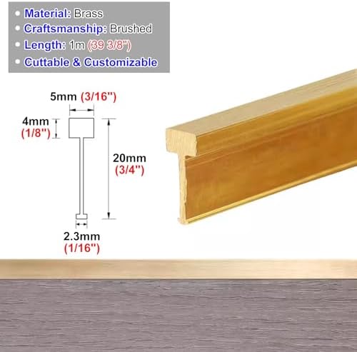Brushed Brass T-Molding Floor Transition Strip - Seam Binder for Tile to Wood, Laminate Flooring & Entry Doorways - Durable Threshold Cover for Smooth Transitions