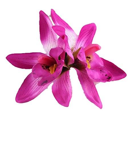 Floral Fall Hula Girl Hawaiian Orchid Flower Hair Clip for Beach HC-11 (Light Purple)