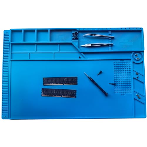 55 * 35cm Tapis de sol anti-statique et silicone résistant à la chaleur, pour fer à souder, réparation de téléphone et d'ordinateur, BGA soudure matelas 500 °C caoutchouc haute température(Plus gros)