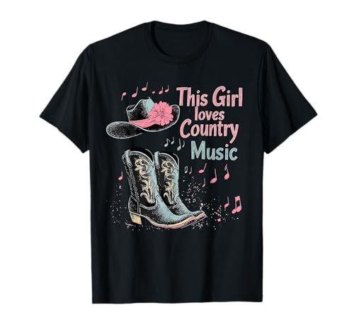 Cette fille aime la musique country Texas Boot Cowgirl Music Lover T-Shirt