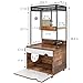 SEOCCTV Cat Litter Box Enclosure, Indoor Hidden Cat Litter Furniture with Cat Tree Tower and Shelves Scratching Pad Modern Wooden Litter Box with Cat Bowls and Storage Shelves for All Cats