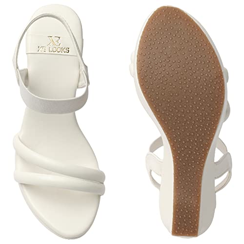 Image of XE Looks Women's High Heel Wedges Sandal | Stylish and Comfortable Thong Strap Slip-On Sandals | Soft Cushioned Sole and Open Toe Heels for Casual Office and Formal Wear