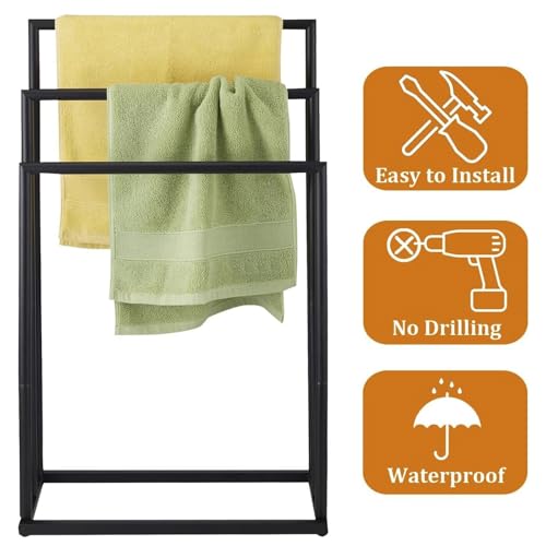 Support de séchage multifonction noir mat à 4 barres de bain - 5