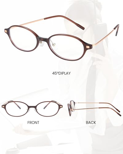 Image of SODQW Titanium Oval Blue Light Glasses for Women, Trendy Small Office-Siren Bayonetta Glasses with Clear Lens