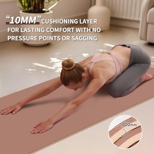 PAIDU Yoga Mat Non Slip Anti-tear,extra thick-2/5 inch（10MM）High Resiliency Professional POE Yoga Mats for Women Men Kids,72"x24"inch,Workout, Yoga, Pilates and Floor Exercise, with Carrier Strap - Thumbnail 4