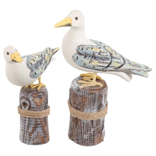 Figura de Gaviota de Madera Decorativa para Hogar 2Pcs miniatura 1