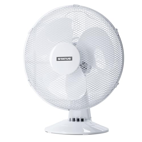 Status 16 inch Oscillating Portable Desk Fan White