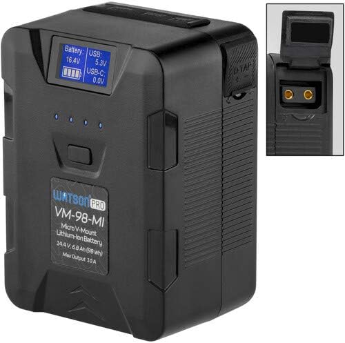 Side view of Watson Pro Micro V-Mount Battery showing the D-Tap port
