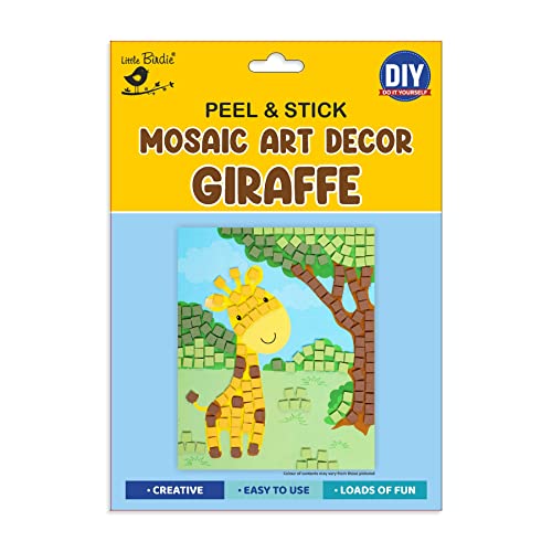 Little Birdie Mosaic Art Decor Peel & Stick - Giraffe | DIY Easy to Learn Foam Stickers for Fun and Crativity | Sticker Art & Craft Set for Kids - 17x21cm