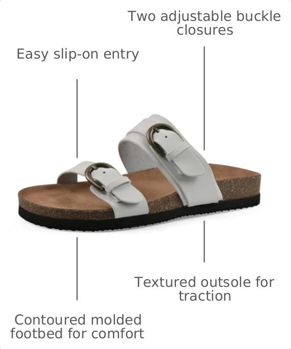 Image of WHITE MOUNTAIN Women's Hardball Double-Buckle Signature Comfort-Molded Footbed Sandal
