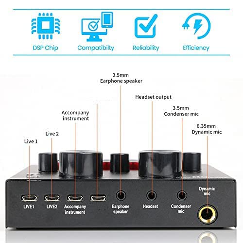 Image of DIGIMORE DM Condenser XLR Microphone Set V8 Sound Card Mixer Amplifier Voice Changer Audio Interface | Singing Smule Live Streaming Podcast Broadcasting (3.5mm Mic + Sound Card) (Rose Gold)