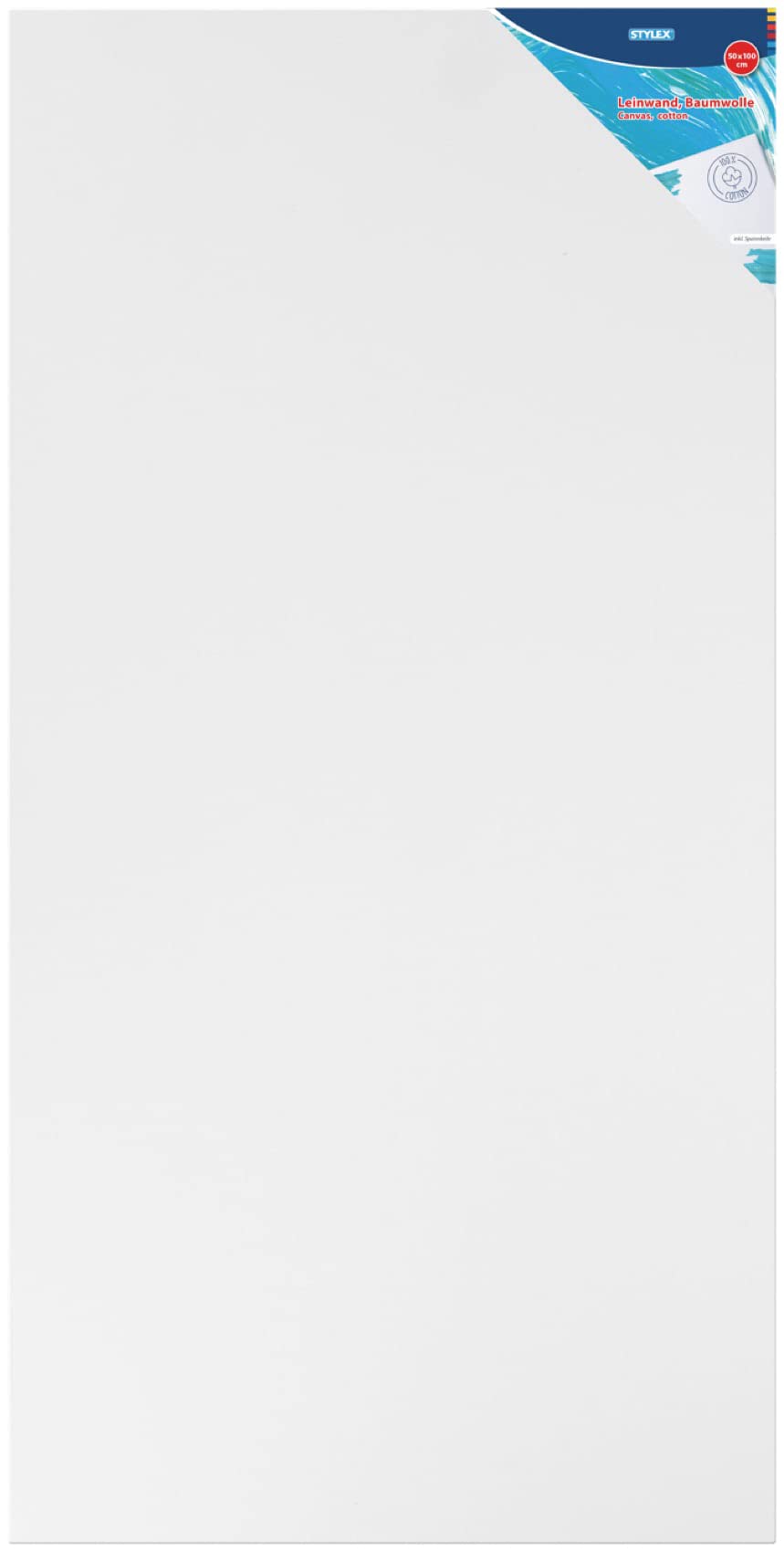 Stylex 28636-P6 - blejtram 50 x 100 cm, z płótnem w 100% z tkaniny bawełnianej, zagruntowany, zszyty z tyłu, do farb olejnych, akrylowych i temperowych, gwaszów - malarstwa, 6 sztuk