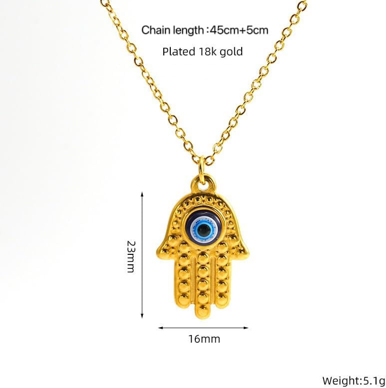 Gold Pendant Necklaces for Women – Evil Eye, Hamsa Hand & Cross Charms – 18K Gold Plated Jewelry, Spiritual Protection, Minimalist Gifts for Her - Image 9