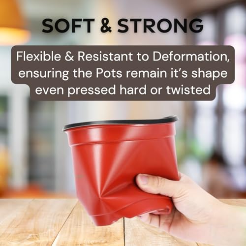 Image of Thermoformed Plastic Flower Pots, Durable, Flexible, Unbreakable, Multiple Drainage Holes, Best for Indoor Plants, Terrace Garden, Nursery (Pack of 60, 5 Inch LH)