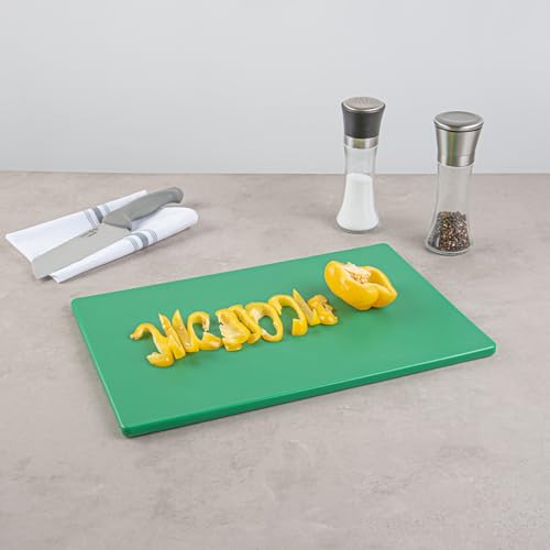 Restaurantware Chef 101 Tabla de cortar rectangular de plástico verde de 45.72 cm x 30.48 cm x 1.27 cm, resistente a rayones, apta para lavavajillas, antideslizante miniatura 4