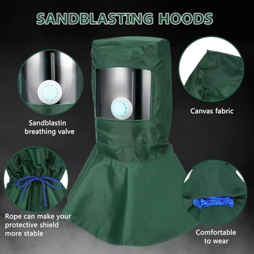 Image of UKCOCO Sand Hood Cap, Shawl Cap Hazmat Suit Plaque Sandblasting Mask Polishing Hood Protection Sand Painting Sandblaster Face for Spraying Sanding Cutting