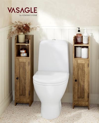 Image of VASAGLE Small Storage Corner Floor Cabinet with Door, Honey Brown
