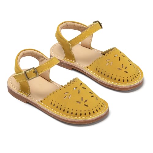 Image of THEE BRON Toddler Floral Cutout Closed Toe Sandals for Girls Breathable Summer Shoes