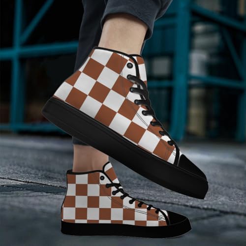Checkered High Top Canvas Shoes Mens Womens High Top Sneakers Lace Up Casual Shoes Gifts for Men Women2