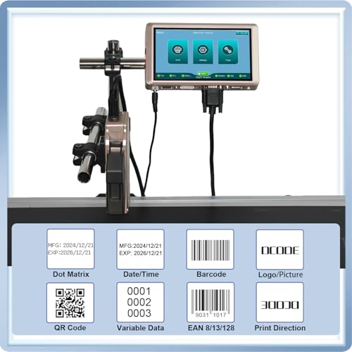Image of PRX1000 Thermal Inkjet Printer 6.5inch Capacitive Screen Online Inkjet Printer Expiry Date Text Barcode Batch Number Coder(2 Print Heads 2 Inks)