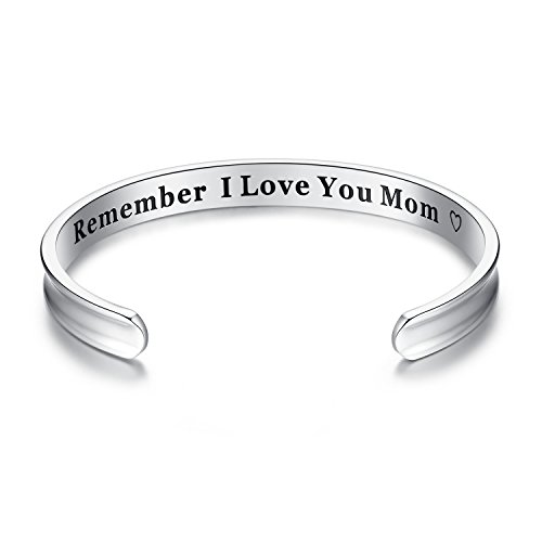 Milamiya Remember I Love You Mom Cuff Bangle Bracelets from Mom and Daughter