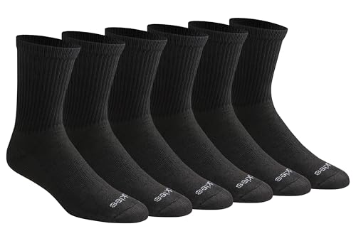 Dickies Mens Dri-Tech Mid-Crew Comfort Length Moisture Control Socks Available in M-XL (6 12 Pairs) Comfort Length Black Solid (6 Pairs) Large