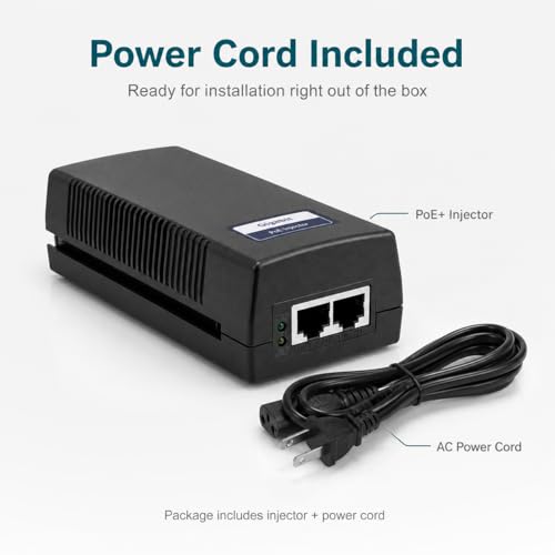 Image of BV-Tech 90W PoE++ Injector (802.3bt) - Gigabit Single Port Power Over Ethernet, 10 /100 /1000Mbps, Plug & Play, Up to 100m (325ft) Extension, Ideal for High-Power PTZ Cameras & VoIP Videophones
