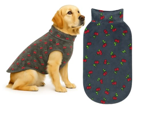 The Pets Company Dog Winter Coat Jacket, Clothes, Windproof, Reversible, Light Weight, Washable, Ultra Warm Thick Fleece Lined Dog Vest for Cold Weather Protection, (Grey Cherry, Large - 26 Inch)