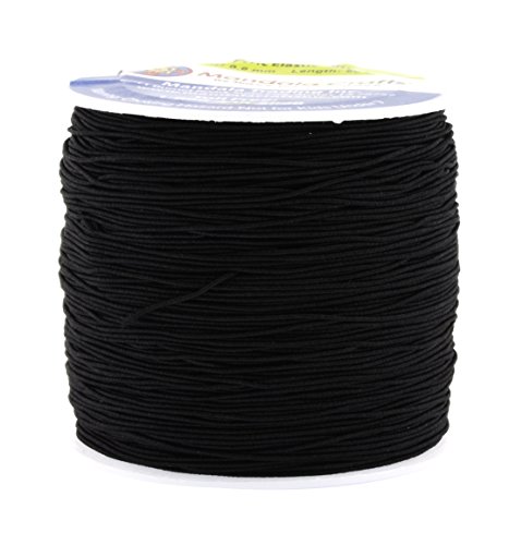 Mandala Crafts Black Shirring Elastic Thread for Sewing, Knitting, Smocking, and DIY Crafts - 87 Yards 0.6mm Fine Thin Stretch Thread for Sewing Machines