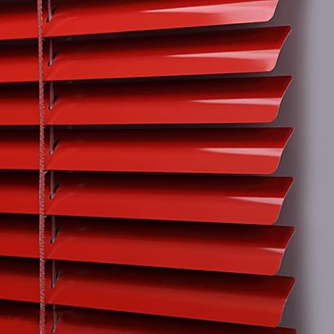 Red Aluminium Venetian Blinds Window Shades,Blackout Roller Blind,Home Office Venetian Shutter Blinds,Privacy,Light and Glare Protection,Twist Open Close Control Wand,Custom (W130xH120cm(51x47in)) Cover