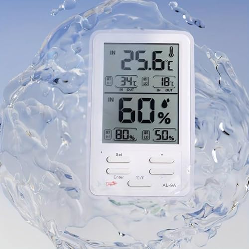 Image of KRESHU Humidity Indoor Outdoor Clock Incubator Temperature Indicator Humidity Meter Accurate Thermometer Digital Room Electric Wire Sensor LCD Screen Alarm Clock Wall Hanging (White, 1-pcs)
