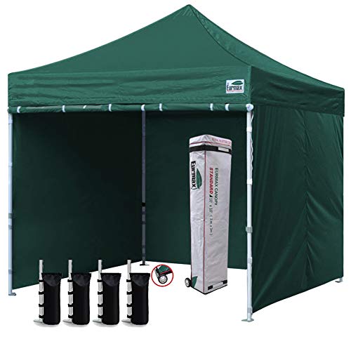 Eurmax 10x10 Pop up Canopy with sidewalls Roller bag Sandbags Green