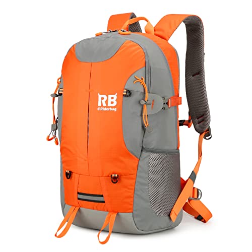 Reflective Motorcycle Backpack Commuter Rider Essential, Lightweight, Comfortable, Hi-Vis and Daypacks Backpack with Waterproof Rain Cover and Helmet Net. Orange Backpack