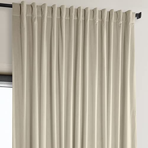 Image of HPD Half Price Drapes Signature Plush Extra Wide Velvet Blackout Curtains for Bedroom (1 Panel),100W X 96L Hotel Black Out Curtains for Living Room, Thermal Insulated Blackout Curtains,Angora Beige