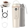 Auto Wasserkocher 500ML, 96W 12V Reisewasserkocher Klein USB Wasserkocher Auto 4 Temperaturen Für Autoreise, 316 Edelstahl, Automatisches Schließen, For Tee, Kaffee(Milk white)